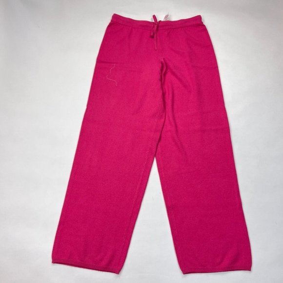 Bloomingdales Silk Cashmere Knit Pant Women L NWOT Elastic Waist Drawstring Pink - Picture 1 of 12